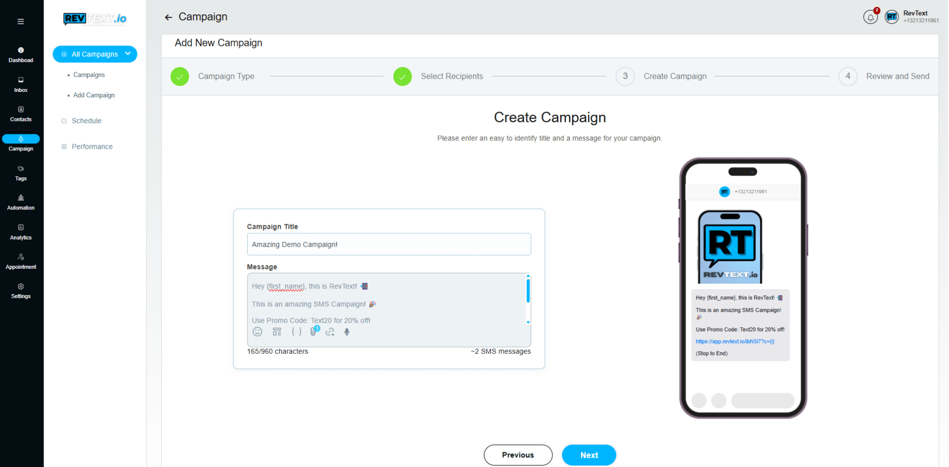 RevText Campaign Builder